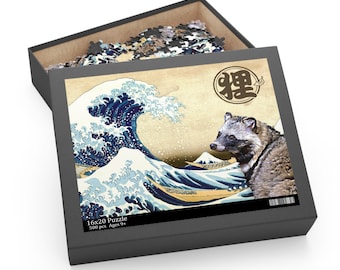 Thirty-six Views of Tanuki, Thirty-six Views of Mount Fuji, The Great Wave off Kanagawa, Ukiyo-e,  Japanese Landscape Jigsaw Puzzle