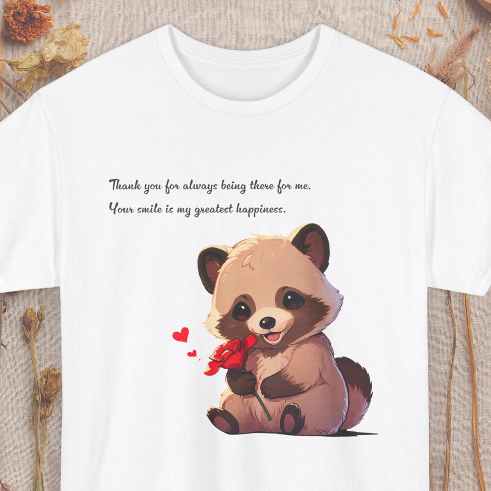 Thank You Tanuki T-Shirt, Cute Japanese Raccoon Dog Shirt, Mother'S Day Gift, Valentine'S Day, Gratitude Gift, Mom Shirt, Mama Tee, Animal Onlytee