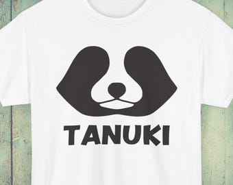 Tanuki Silhouette - TANUKI FACE - T-shirt, Cute Animal tee, Black and White, Simple Design, Unique Shirt, Wildlife Clothing, Raccoon Dog