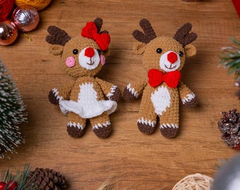 Set 2 reindeer Christmas Amigurumi Crochet Pattern, christmas reindeer Crochet Pattern For Holiday Home Decoration, (PDF Pattern)