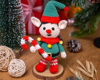 Weihnacht Elfe Häkelanleitung, Elfe Amigurumi Weihnachtsmuster, Süßer Weihnachtself mit Zuckerstange Anleitung, Sofortiger digitaler Download