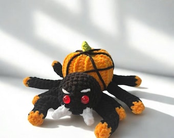Pumpkin Spider Crochet Pattern, Halloween Amigurumi Plushie, Amigurumi Crochet Pattern, Spider Crochet Pattern, PDF Crochet Tutorial