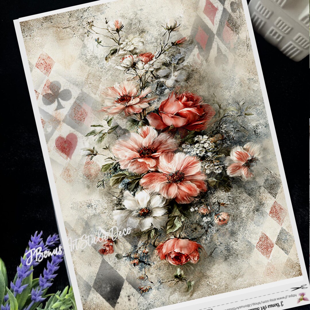 Decoupage Rice Paper (A4) Small DIY Craft Project, Harlequin Flower ...