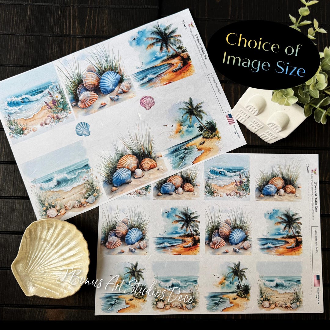 Beach Decoupage Paper, Coastal A4 Rice Paper for Small Craft Project ...