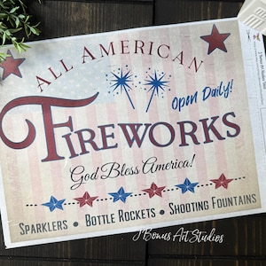 Patriotic Sign Decoupage Paper, Americana A4 Rice Paper for Small Craft Project, Victorian 4th of July Ephemera Junk Journal Sheet, 709