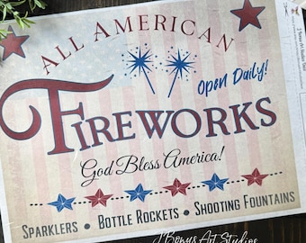 Patriotic Sign Decoupage Paper, Americana A4 Rice Paper for Small Craft Project, Victorian 4th of July Ephemera Junk Journal Sheet, 709