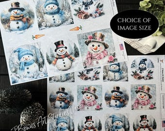 Snowman Decoupage Paper, A4 Rice Paper, Small Craft Projects, Ephemera Junk Journal Collage, J Bonus Art Studios Deco, Christmas Winter 550