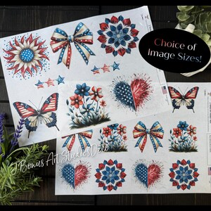Patriotic Decoupage Paper, Red White Blue Small Craft Project A4 Rice Paper, 4th of July Americana Art Ephemera Junk Journal Sheet, 689