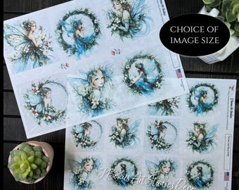 Fairies Decoupage Paper, A4 Rice Paper, Small Craft Projects, Ephemera Junk Journal Collage, J Bonus Art Studios, Woodland 534
