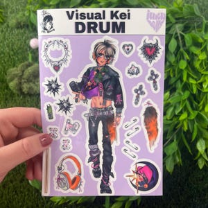 Drum – Visual Kei Harajuku Boy-stickervel | Juku-poppen