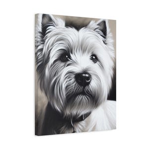 Custom Westie Dog Portrait Canvas Art: West Highland Terrier Memorial Gift