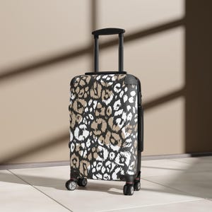 Leopard Print Swivel Wheel Suitcase, Retro Style Luggage small size,carry on