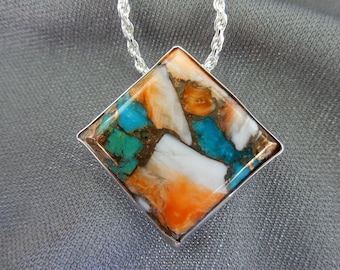 Turquoise + Spiny Oyster Shell Pendant