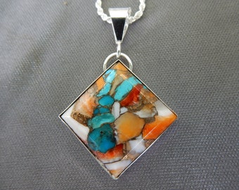 Turquoise + Spiny Oyster Shell Pendant