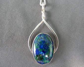 Azurite teardrop pendant