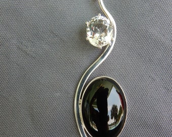 Black Onyx and White Topaz Pendant