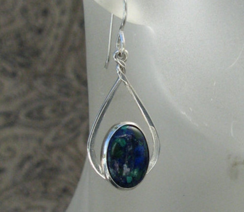 Azurite Teardrop Earrings image 2