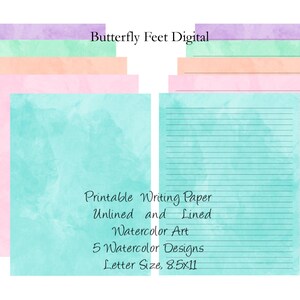 Printable Journal Pages Writing Paper Watercolor Digital Download