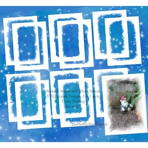 Marcos PNG de imágenes prediseñadas, blanco, abstracto, superposición de fotos, 5 x 7 pulgadas, descarga digital