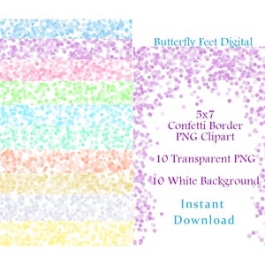 Clipart Ränder Konfetti Sprinkle PNG 5 x 7 Rahmen Foto Overlay Digitaler Download