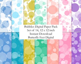 Paquete de papel digital de burbujas: 14 fondos imprimibles, descarga digital