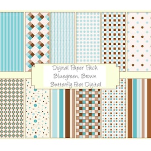 Bluegreen Digital Paper Pack 12 Printable Designs Instant Download