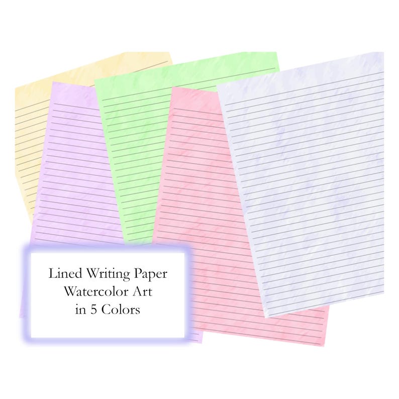 Printable Journal Pages Lined Writing Paper Stationery Watercolor Digital Download image 2