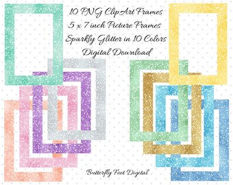 PNG Clipart Frames Glitter Picture Frames  5x7 Photo Overlay Borders Digital Download