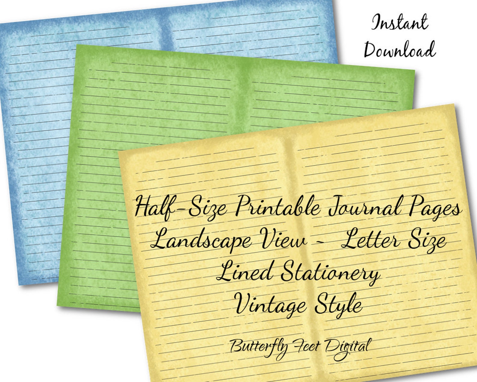 Landscape Printable Journal Pages Lined Writing Paper Etsy