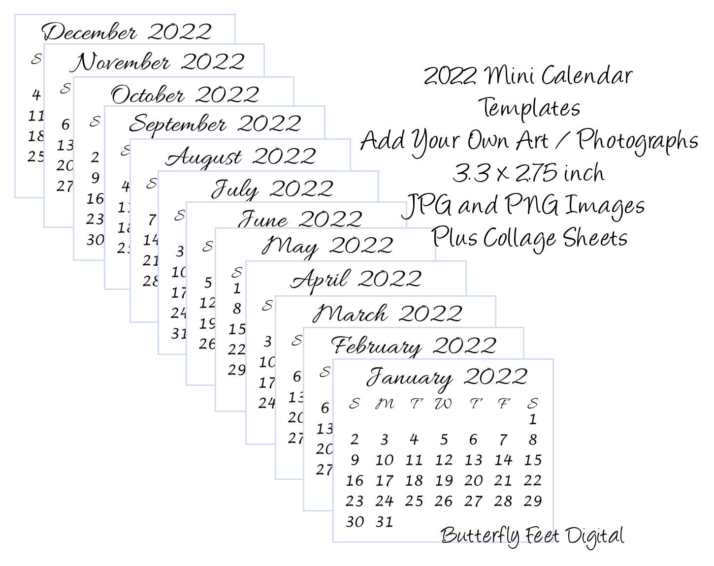 Printable 22 Calendar Templates Mini Desk Or Purse Etsy Singapore