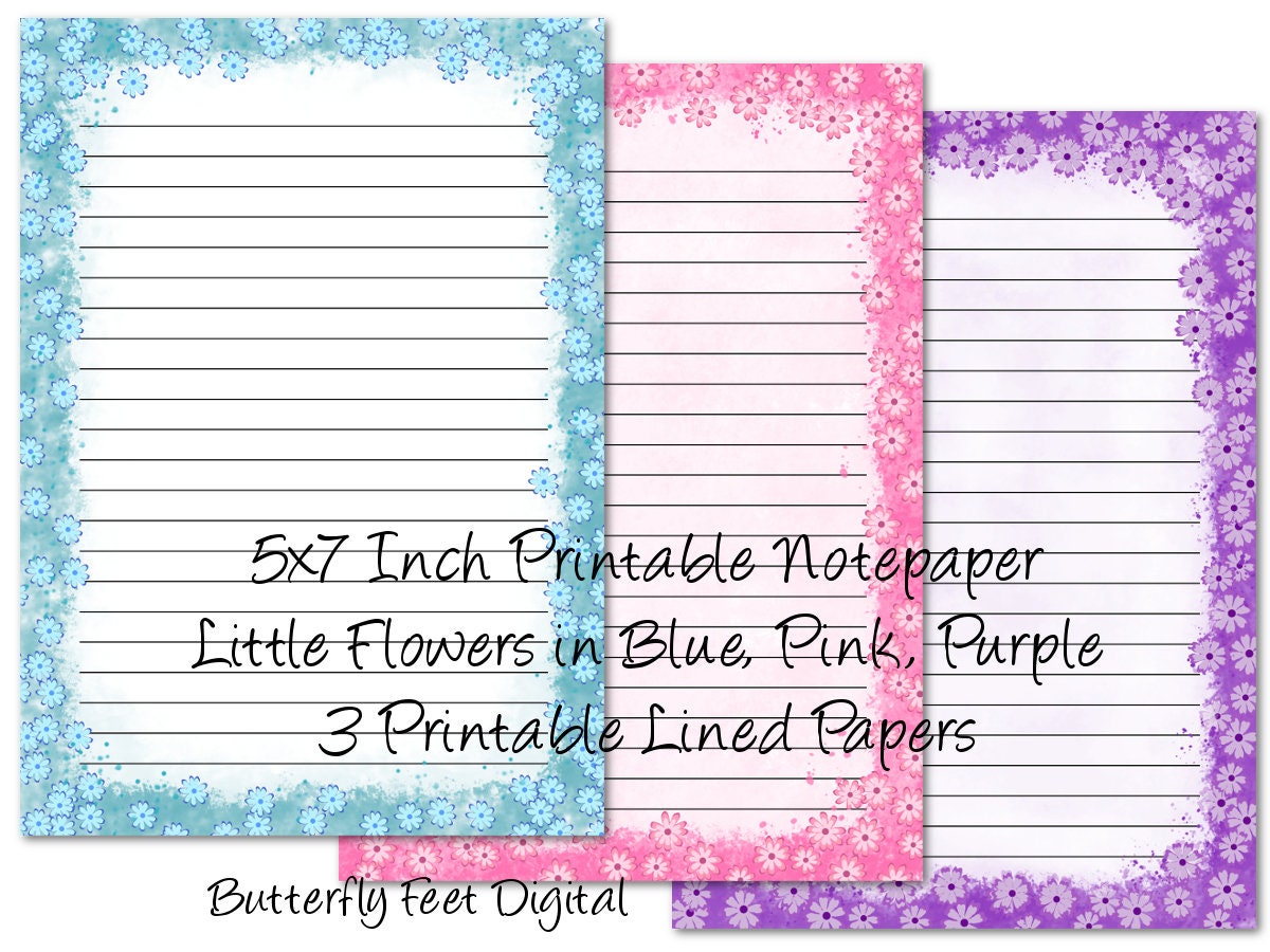 Printable Notepaper 5x7 Inch Lined Writing Paper 5 X 7 - Etsy