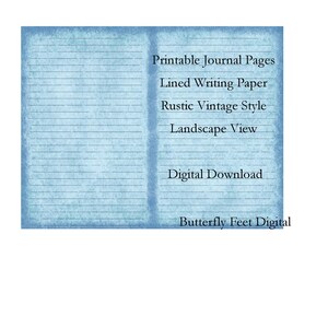 Printable Journal Pages Lined Writing Paper Vintage Style Landscape Digital Download