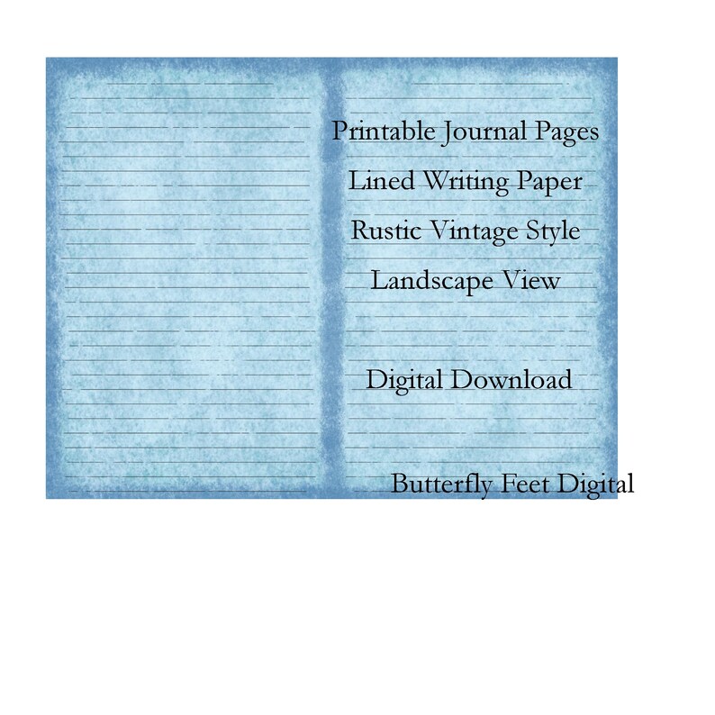 Printable Journal Pages Lined Writing Paper Vintage Style Landscape Digital Download