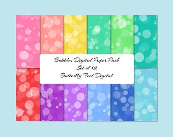 Bubbles Digital Paper Pack 12 Printable Background Designs Scrapbook Papers Card Making Digital Download