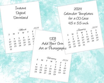 CD Hülle Kalender 2024 zum selbst ausdrucken Kunst Fotos Tischkalender 4,5 x 5,5 Zoll Digitaler Download