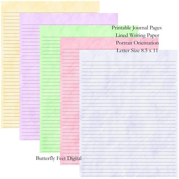 Printable Journal Pages Lined Writing Paper Stationery Watercolor Digital Download
