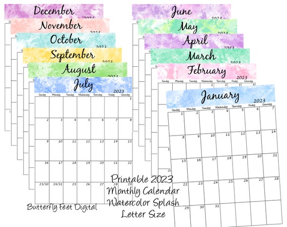 2023 Printable Monthly Calendar Letter Size Portrait View - Etsy