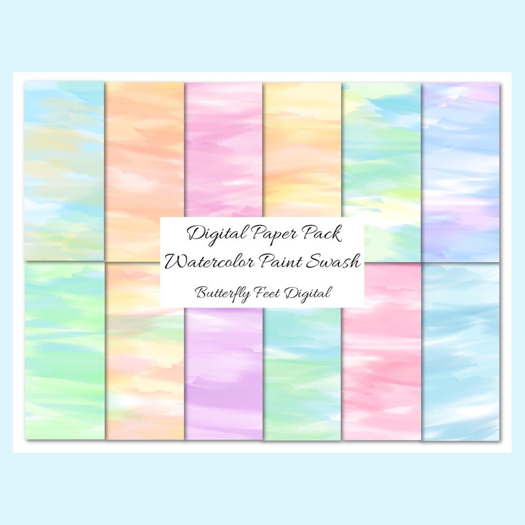 Swash Paper Digital Paper Pack Watercolor Paint Swash 12 Printable Designs Digital ...