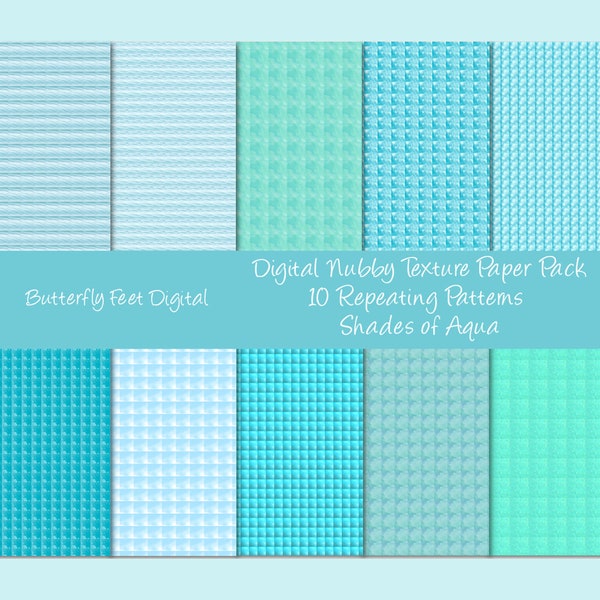 Digital Paper Pack Aqua Bluegreen Repeating Pattern Designs Digital Download