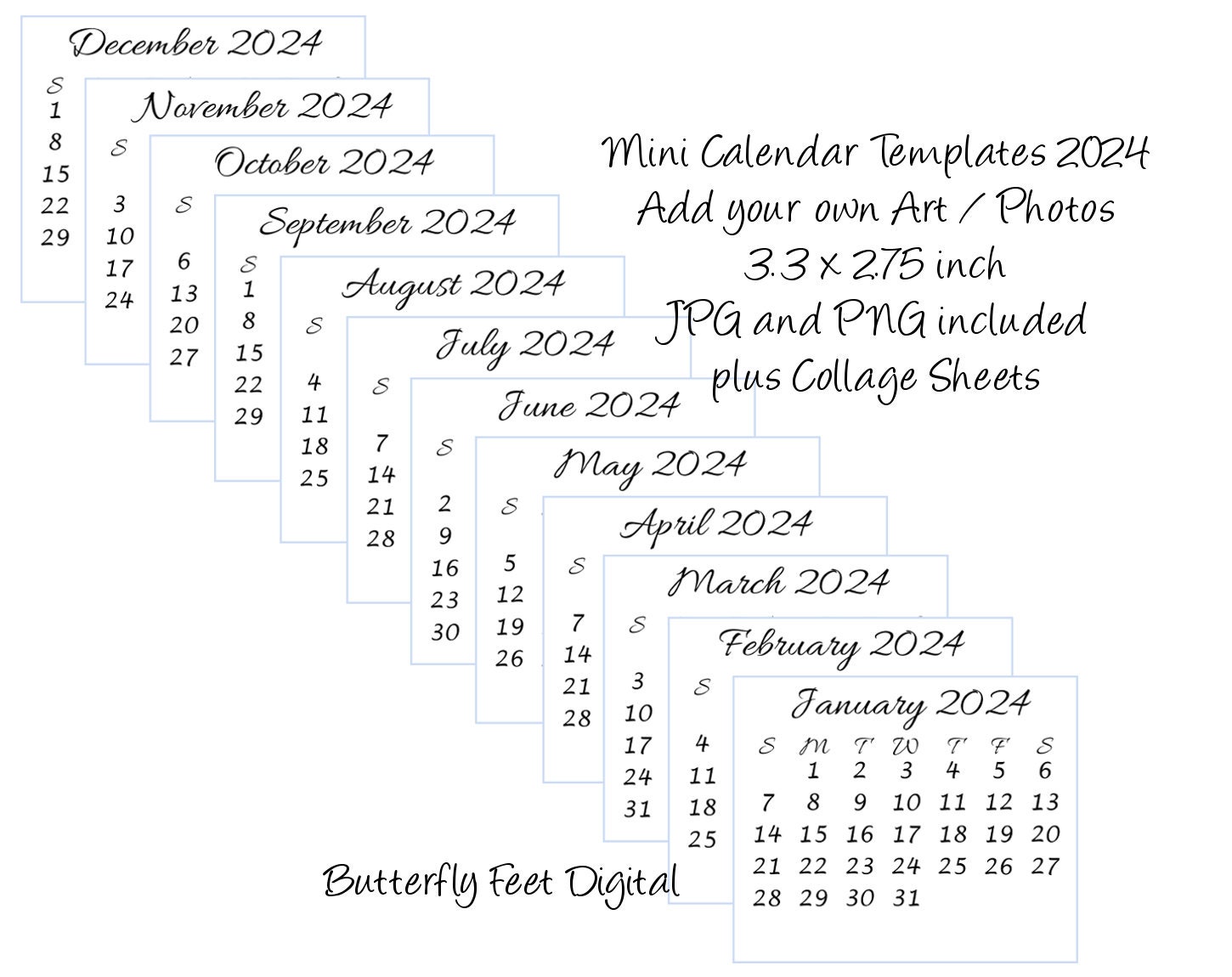 ensemble de 12 calendrier, minimaliste calendrier 2024 modèle