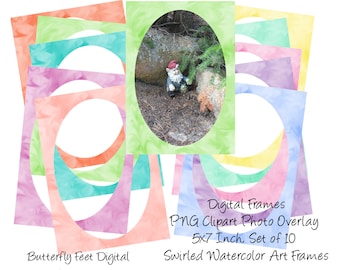 PNG Clipart Frames Borders Photo Overlay Watercolor 10 Digital Picture Frames 5 x 7 inch Digital Download