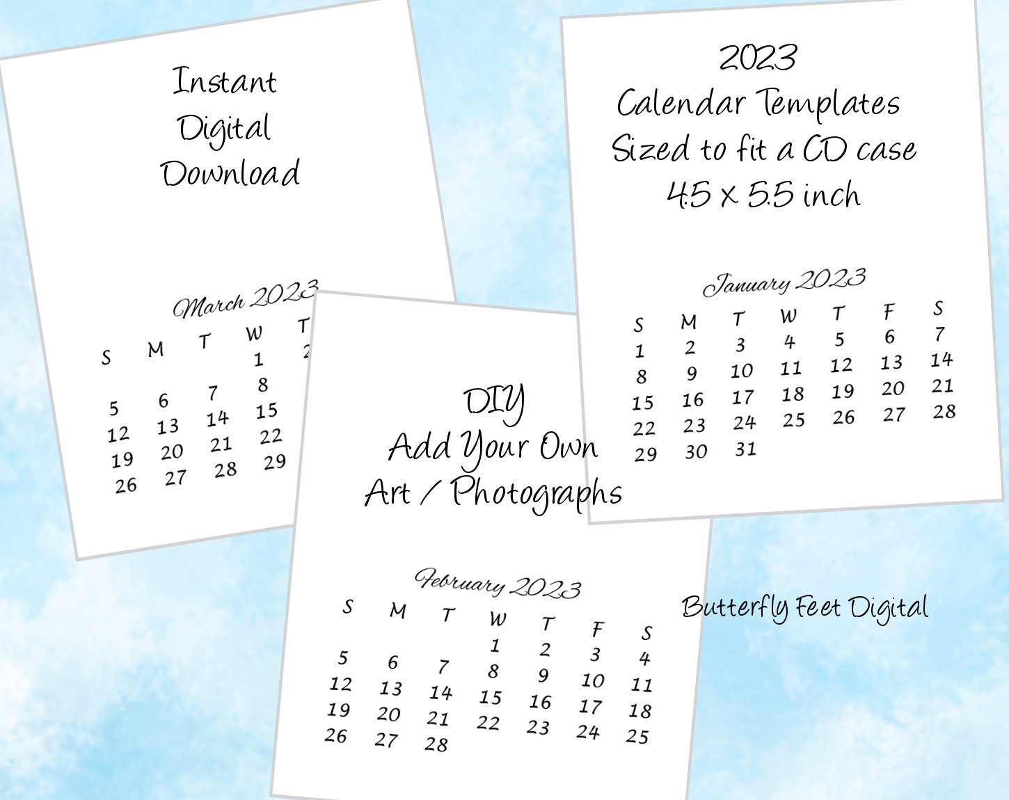 cd case printable 2023 calendar templates size 4 5 x 5 5 etsy australia