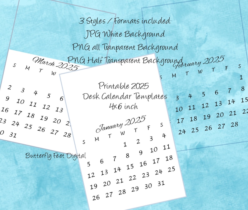 Printable 2025 Calendar Templates 4 X 6 Inch Add Your Own Art or ...