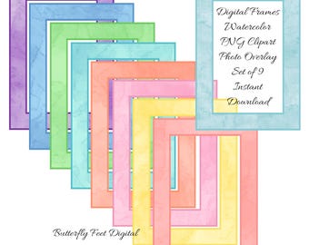 Ramki na zdjęcia akwarelowe PNG Clipart Overlay 5 x 7 cali Pobieranie cyfrowe