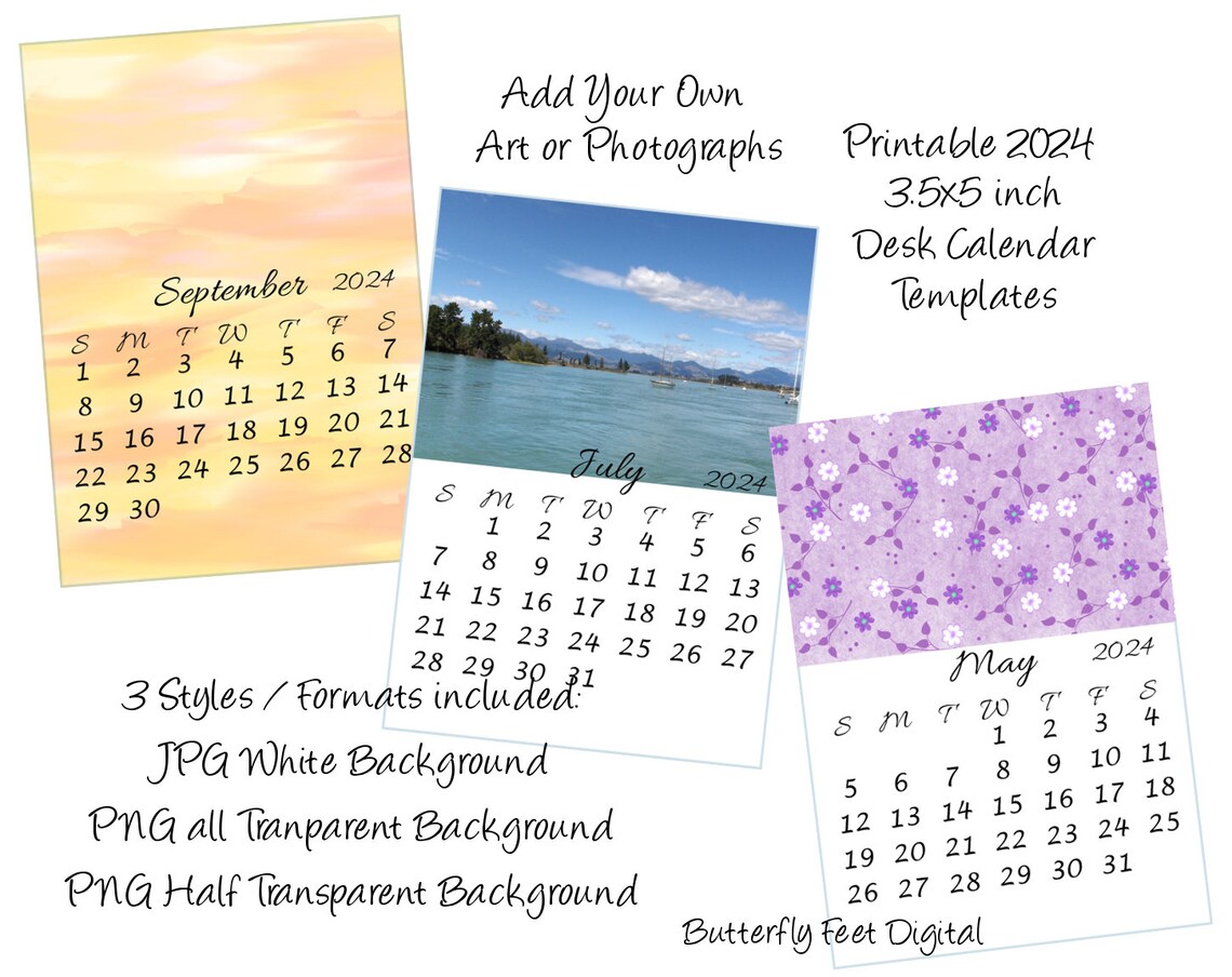 Printable 2024 Mini Desk Calendar Templates Add Your Own Art or ...