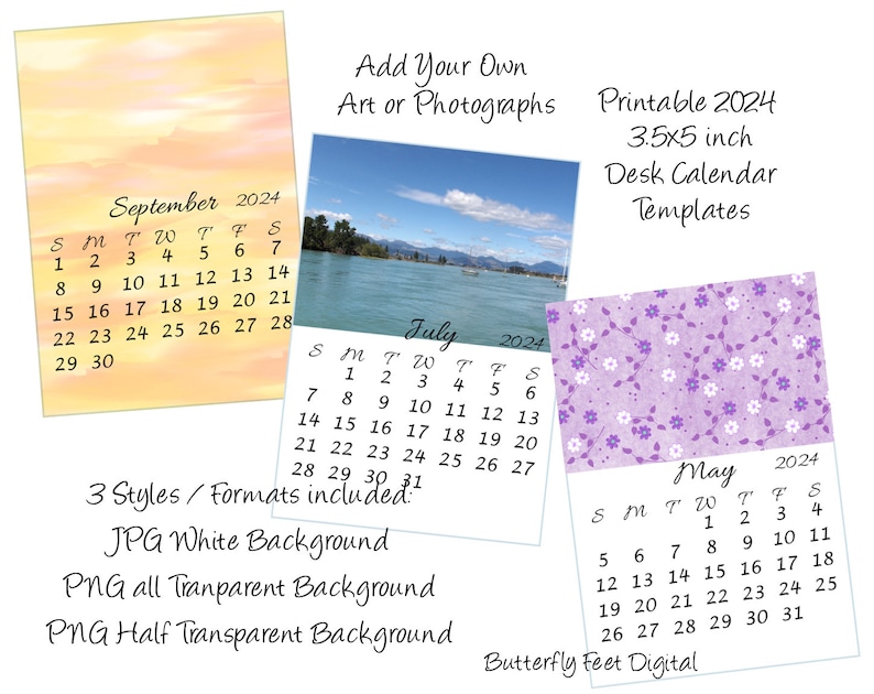 Printable 2024 Mini Desk Calendar Templates Add Your Own Art or ...
