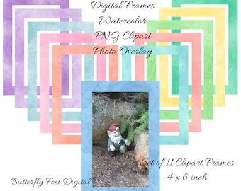 Picture Frames PNG Clipart 4 x 6 inch Digital Frames Watercolor Photo Overlay Digital Download