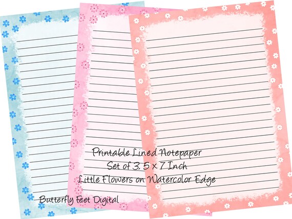 printable lined notepaper 5 x 7 inch lined writing paper etsy israel