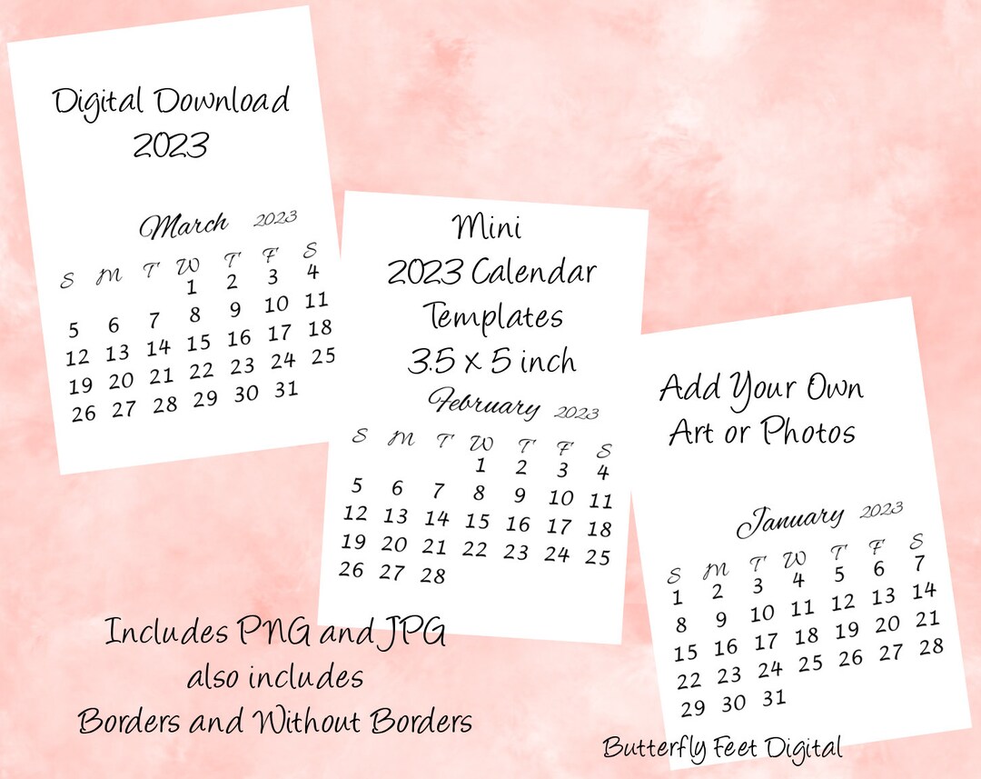 Printable 2023 Templates Mini Desk Calendar 3.5 X 5 Inch Add - Etsy