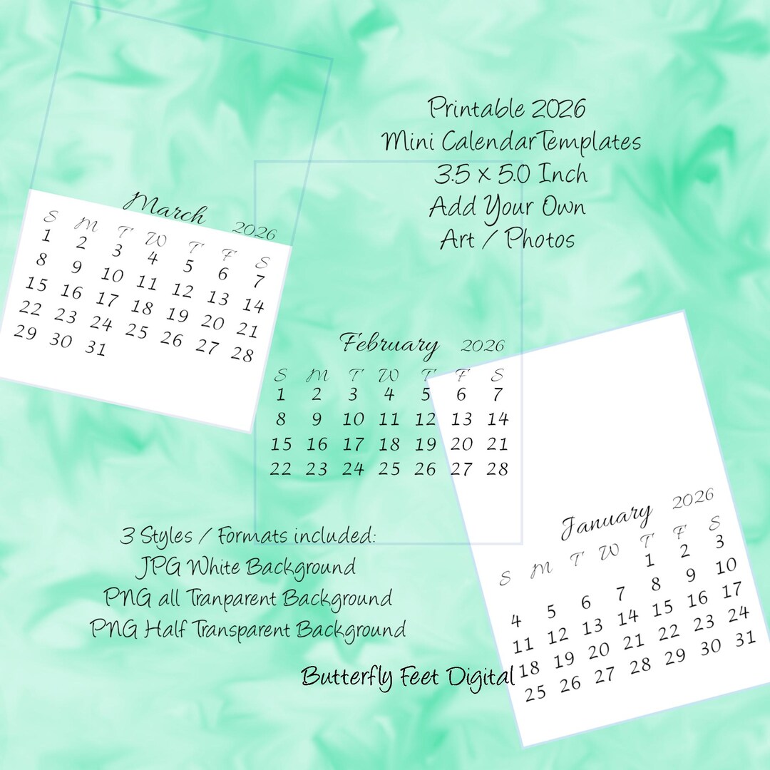 Printable 2026 Mini Desk Calendar Templates 3.5 X 5.0 Inch Add Your Own Foto & Idee Printable 2026 Mini Desk Calendar Templates 3.5 X 5.0 Inch Add Your Own